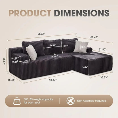 L-Shape Memory Foam, Modular Sectional Sofa, Couch