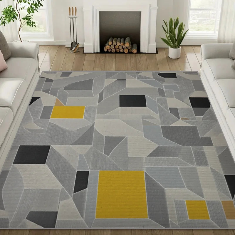 Nordic Minimalist Geometric Color Block Living Room Carpet