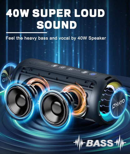 X8 Pro Portable Bluetooth Speaker w/40W Stereo Sound, Waterproof, Lights