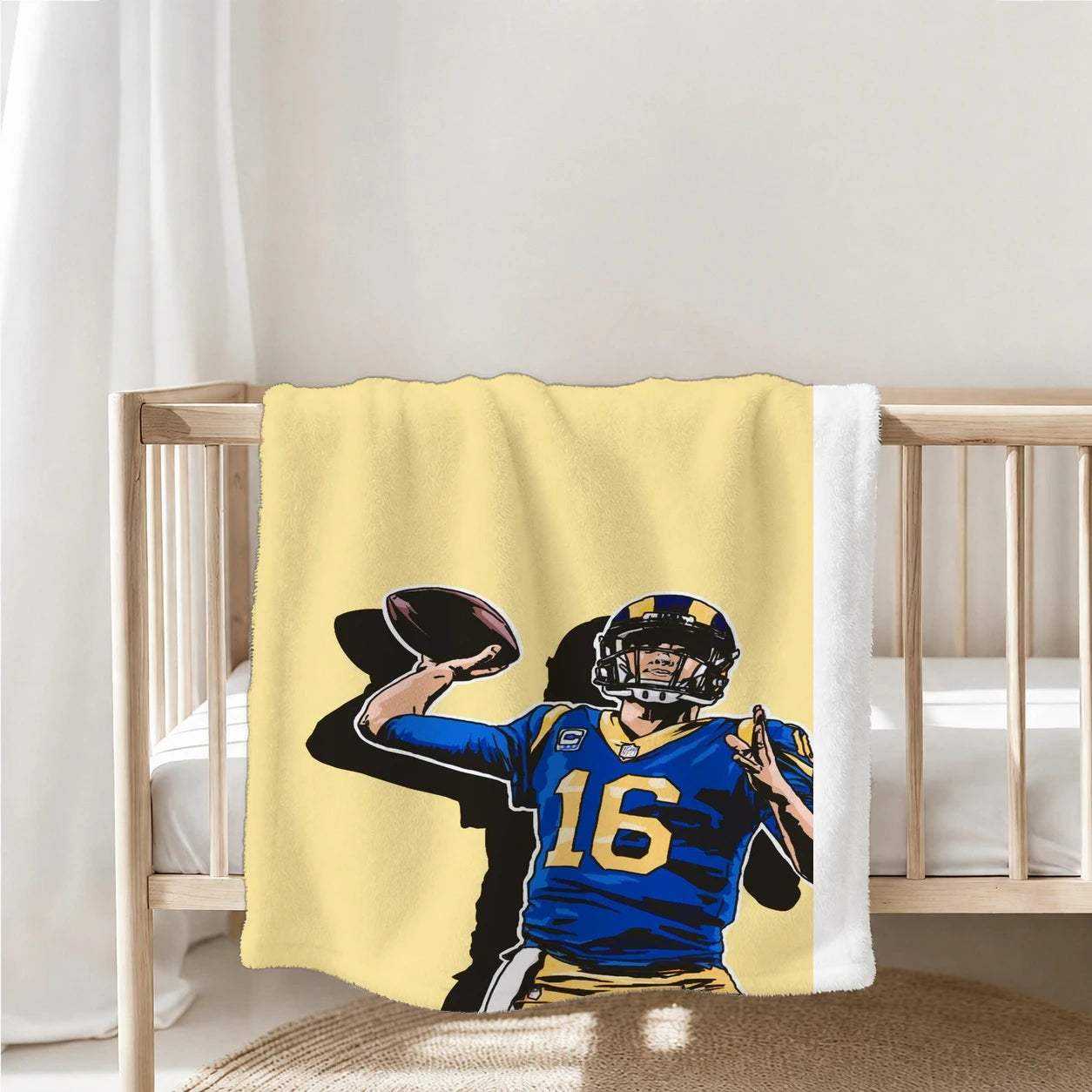 1pc Vintage American Football Player Print Throw Blanket