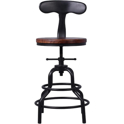 Kitchen Counter Height Adjustable Swivel Chair w/Iron Backrest - NEW