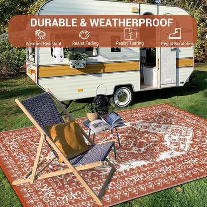 Reversible Vintage Indoor Outdoor Plastic Straw Mat