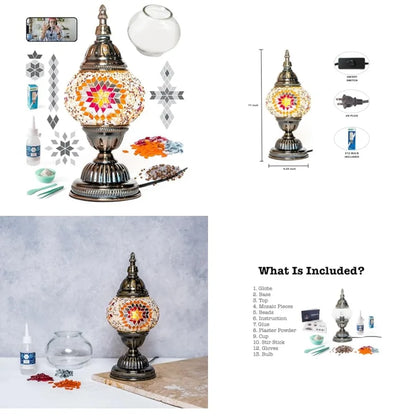 DIY Turkish Mosaic Lamp Kit, Glass Decorative Table Bedside Night Light