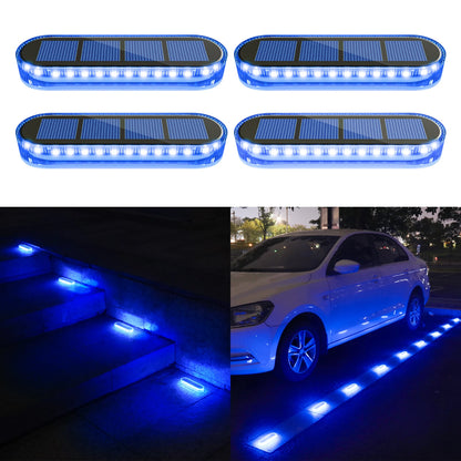 4 Pack Solar LED Deck Lights Blue Auto On/OFF Outdoor Waterproof