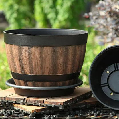 Rustic Farmhouse Whiskey Barrel Planter