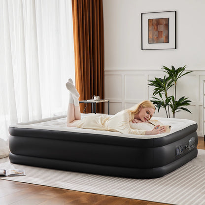 Queen, Twin Double Height Blow-up Air Mattress, Non-Slip Bottom, 660lb