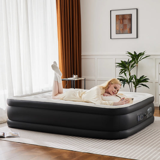 Queen, Twin Double Height Blow-up Air Mattress, Non-Slip Bottom, 660lb