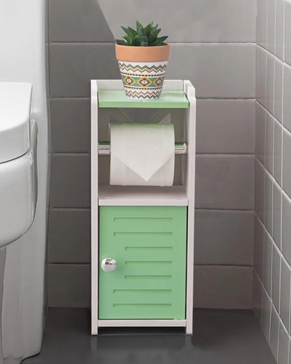 Toilet Paper Holder Stand, Free Standing PVC Bathroom Cabinet