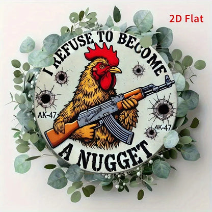 "Chicken Nugget" Metal Sign. 7.8x7.8 inch humorous design for home, office or coffee shop.