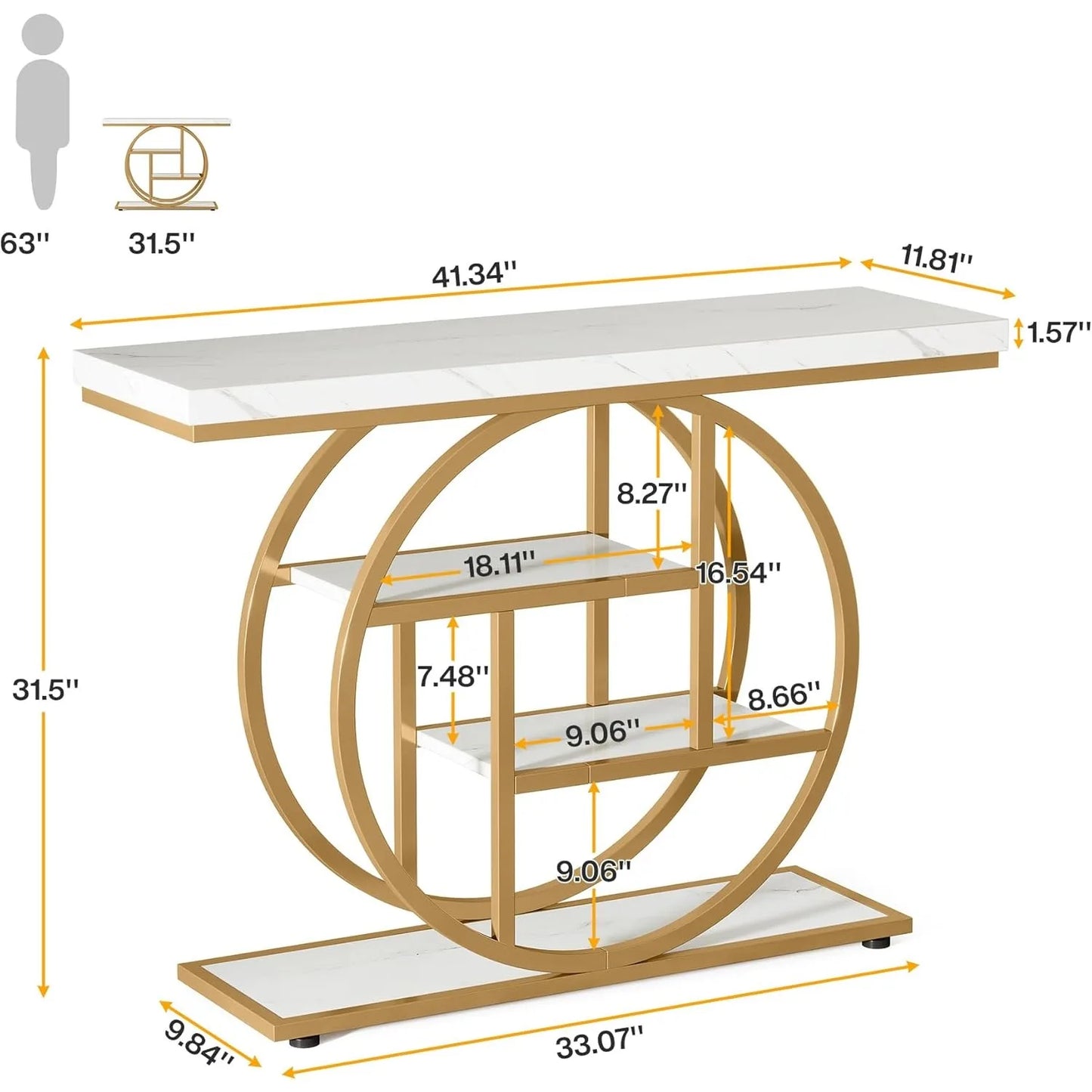 41.3" Console Table, 4-Tier, Sofa, Entryway Table