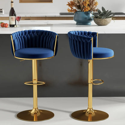 Set of 2, Hand-Woven Barstools, Counter Height