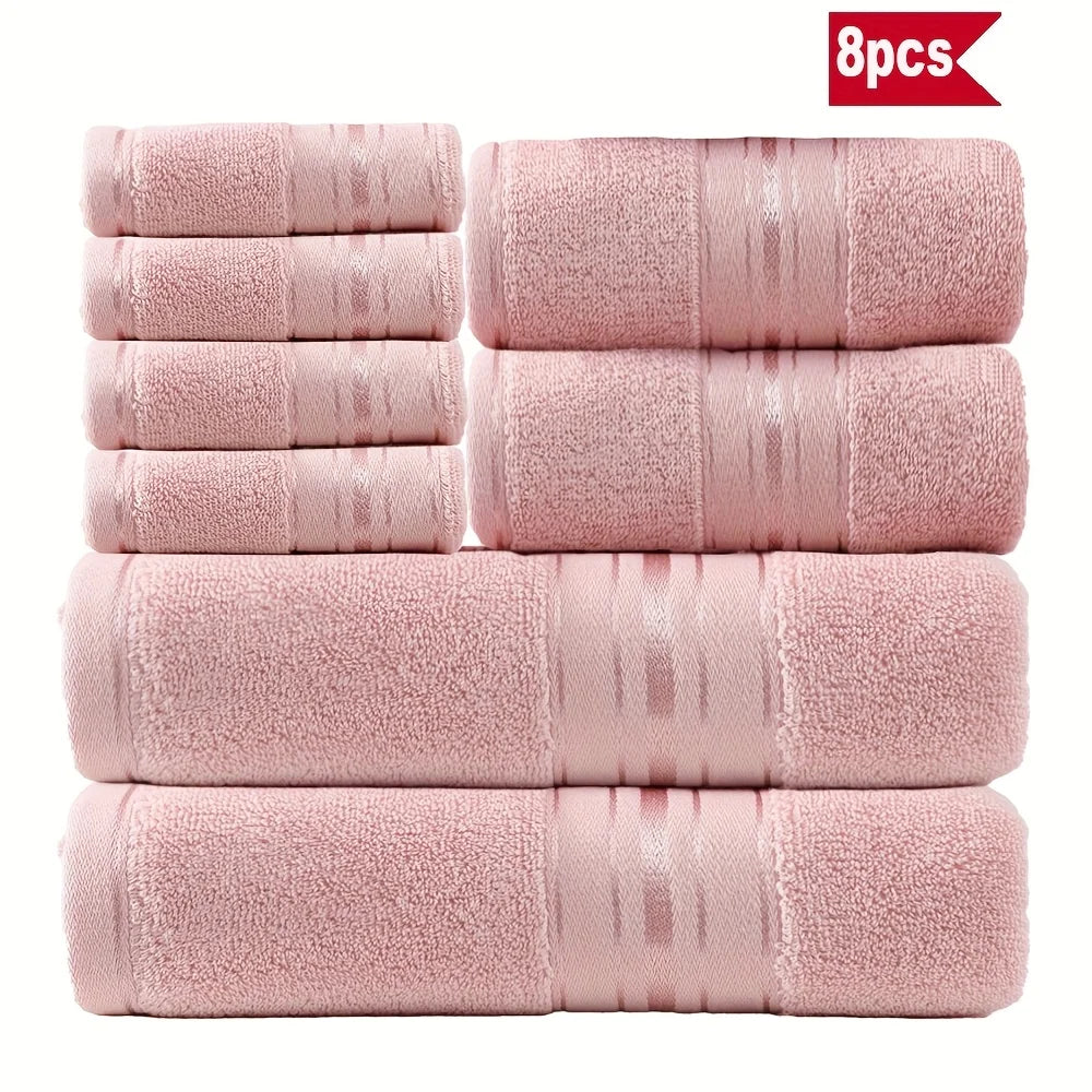 8 Piece Luxury Towel Set, 600 GSM Ring Spun Cotton, Highly Absorbent