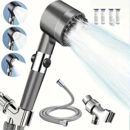 Stainless Steel Fixer+4 Filters Shower Head