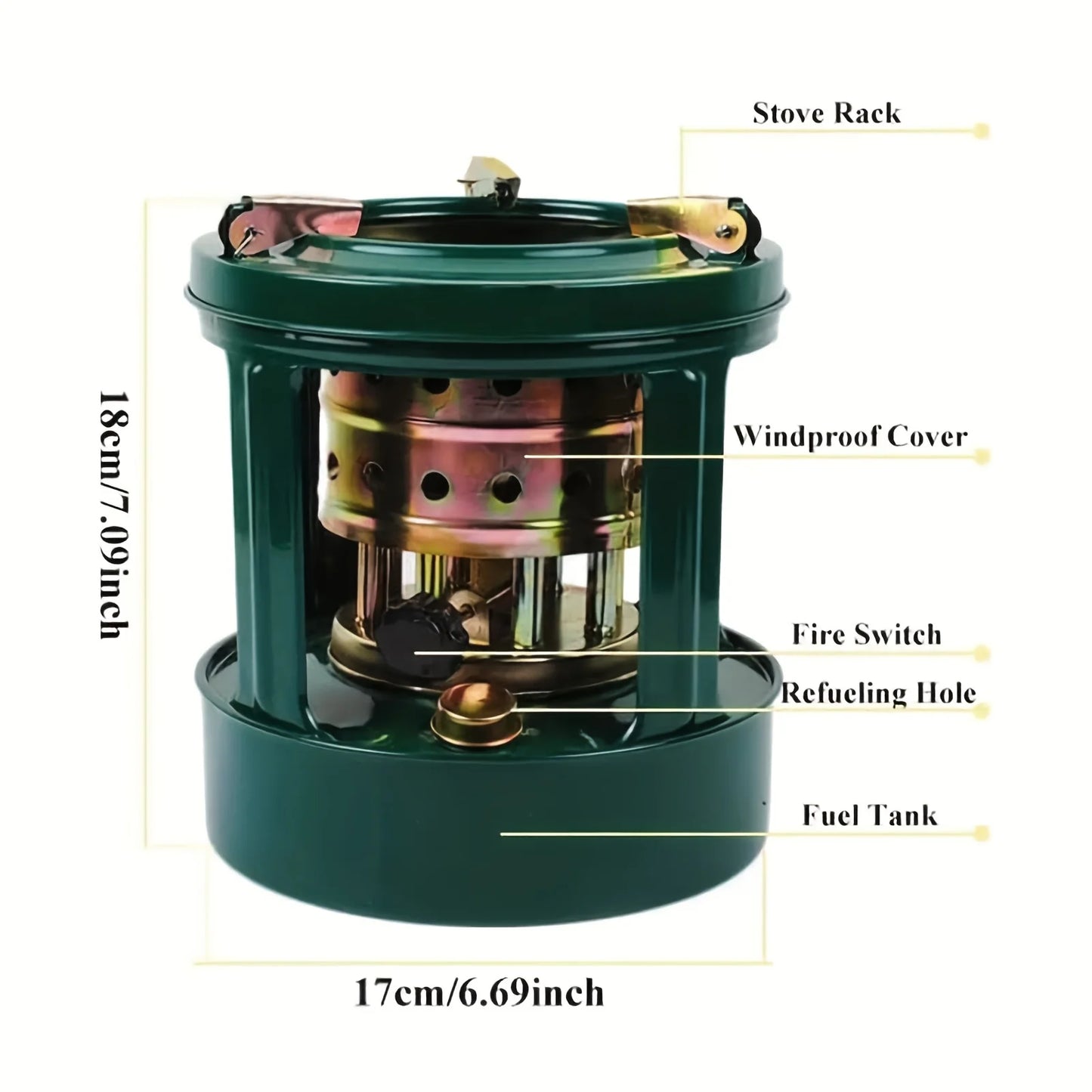 Portable Outdoor Kerosene Camping Stove w/Windscreen