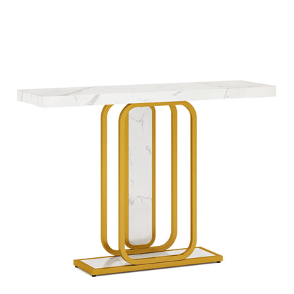 Modern Accent Gold/White Console Table , LED Lights,