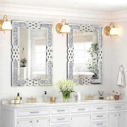 31.3"x27.6" Sparkling Crystal Crush Diamond Accent Mirror