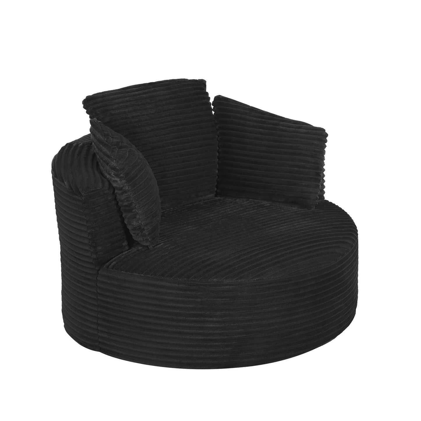 48.8" Round Boneless Chaise Sofa Chair with Backrest and 3 Pillows