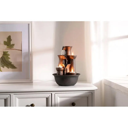 3 Candles, 3-Tier, Indoor Waterfall Fountain for Meditation,