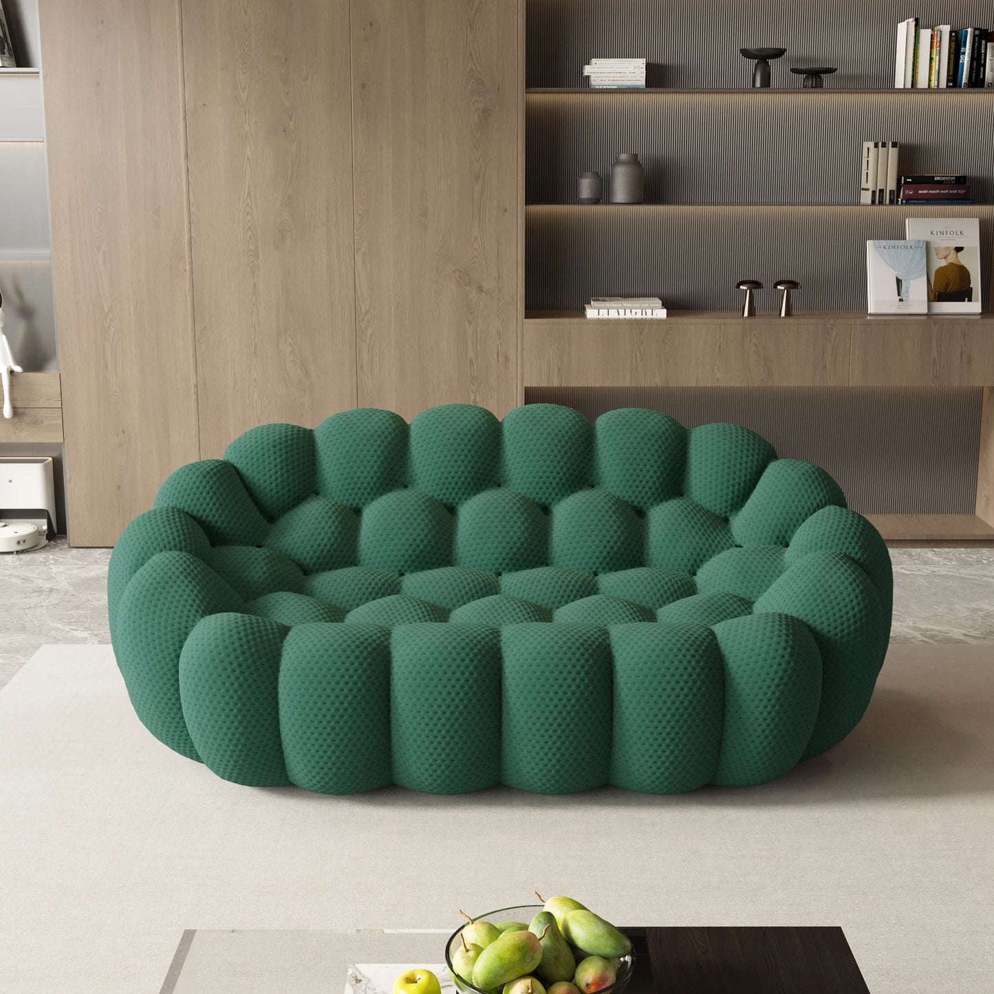 78'' Modern Curved Boneless Sofa, Comfy 3D Knitted Fabric Loveseat