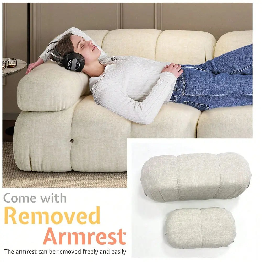 Modern 24.4" Deep Modular Compression Sofa w/Ottoman