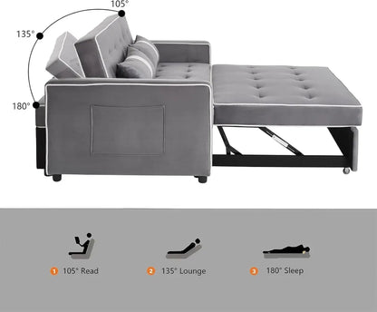 3 in 1 Convertible Loveseat Sleeper Sofa, Adjustable Backrest,