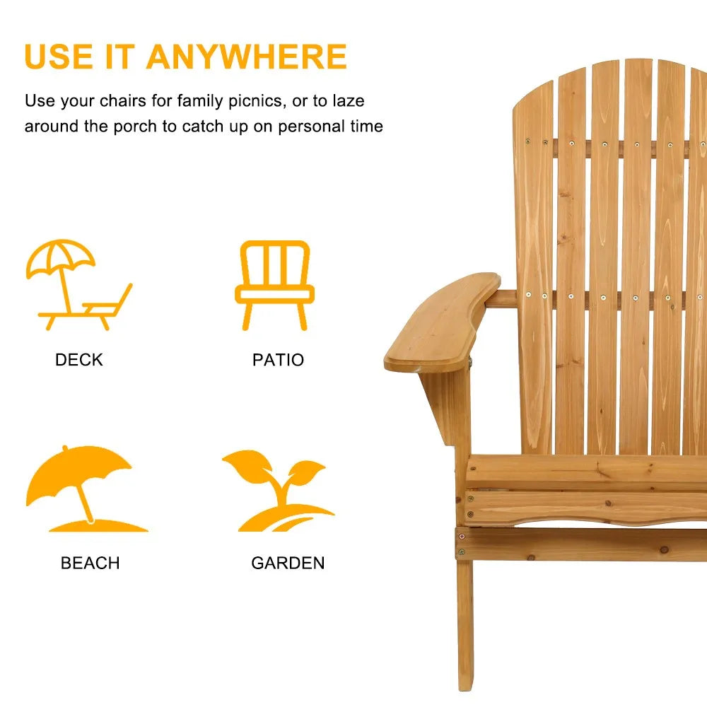 Set (2) Adirondack Outdoor Folding Patio Deck Lounge Chairs