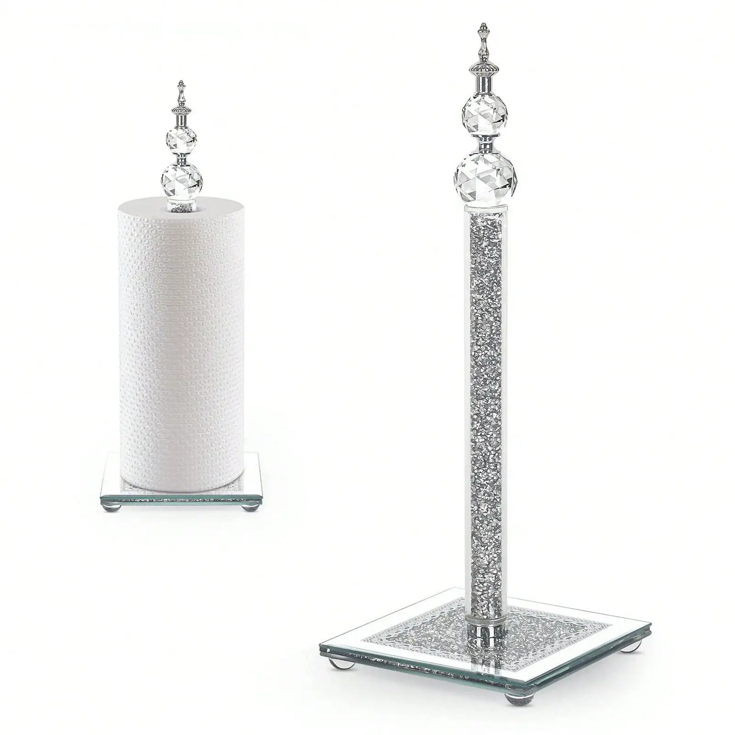 Crystal Bling Silver Paper Towel Roll Holder