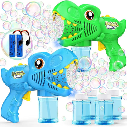 2pk Dinosaur Bubble Gun w/LED Lights & 4 Solutions