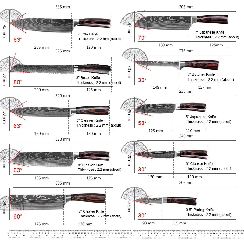 8/10pcs Kitchen Knives, High Carbon Stainless Steel