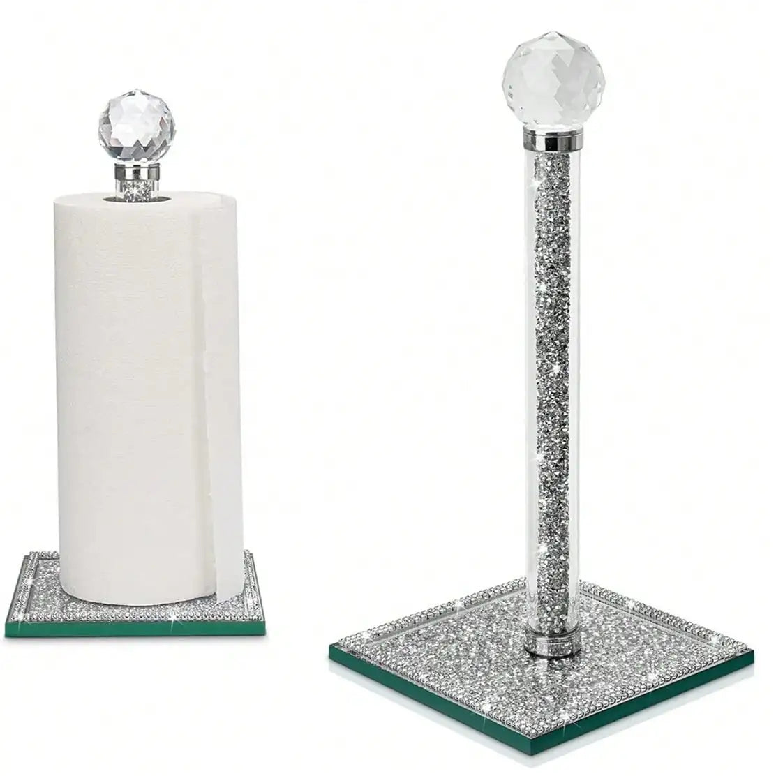 Crystal Bling Silver Paper Towel Roll Holder