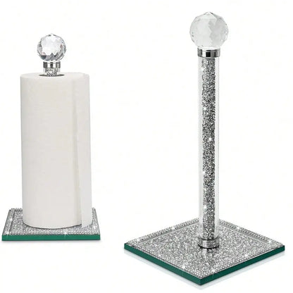 Crystal Bling Silver Paper Towel Roll Holder