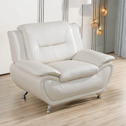 Elegant Compact Sofa, Long-Lasting Quality in White Faux Leather