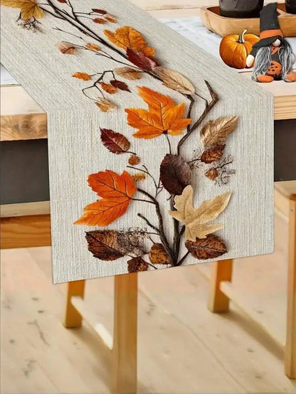 Autumn Leaves Table Runner, European Style Fall Foliage Design