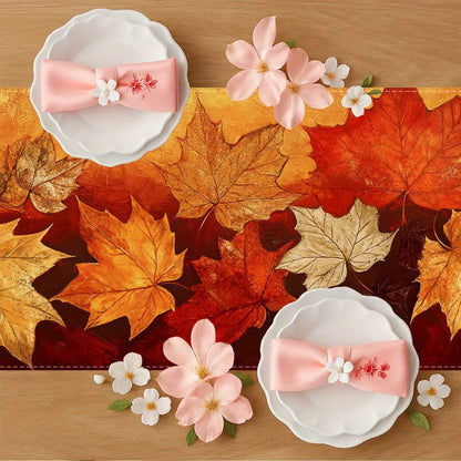 1pc Autumn Golden Maple Leaf Table Runner Suitable for Fall and Thanksgiving Decorations