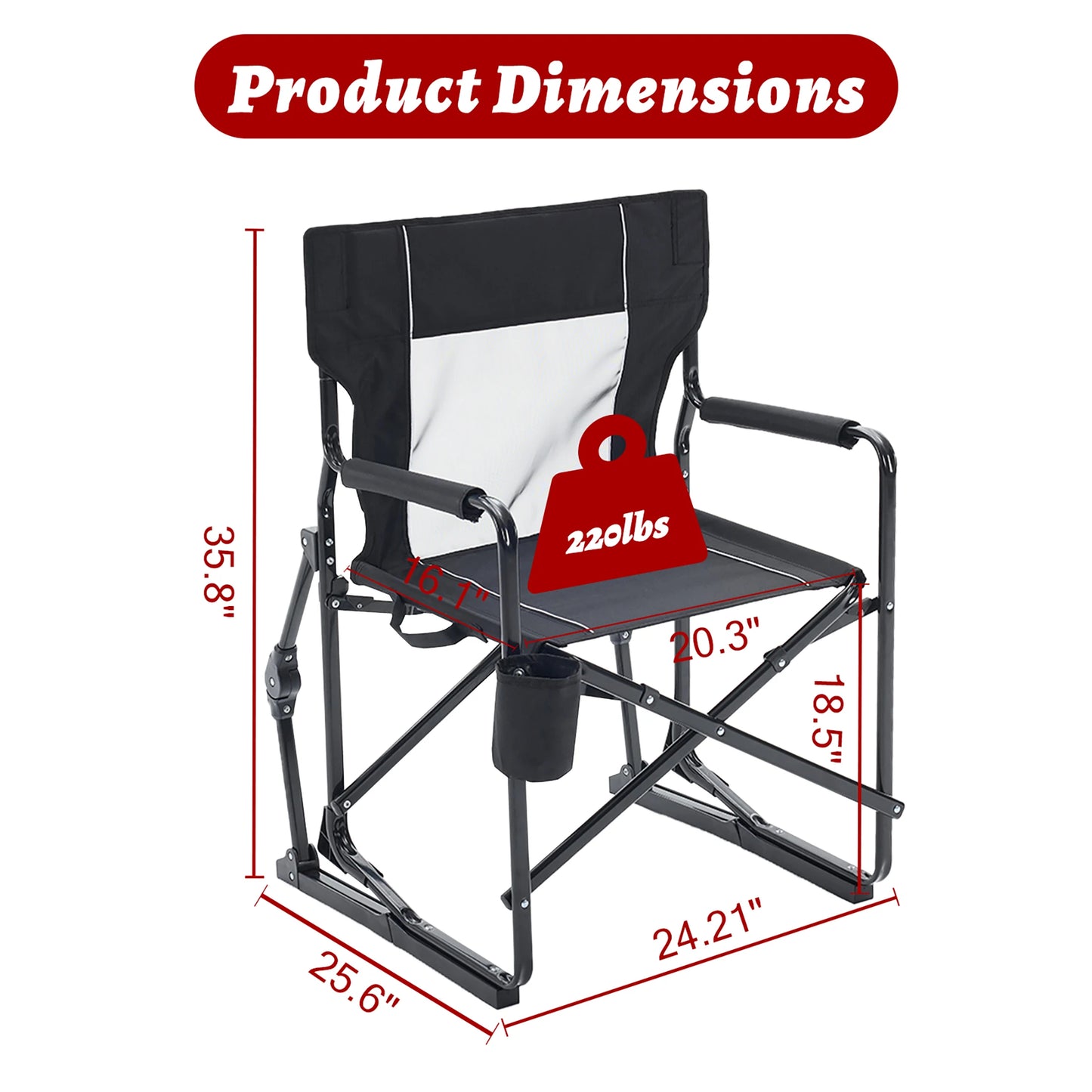 Outdoor Folding Rocking Portable Lounge Chair w/Mesh Back, Waterproof