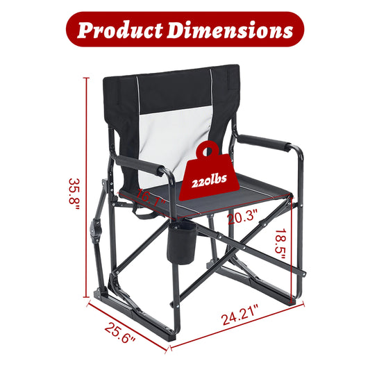 Outdoor Folding Rocking Portable Lounge Chair w/Mesh Back, Waterproof