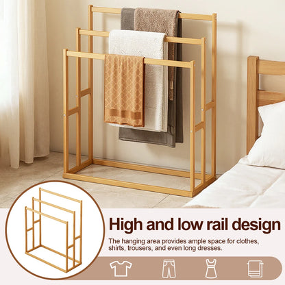 3 Tier Freestanding Wooden Towel Rack