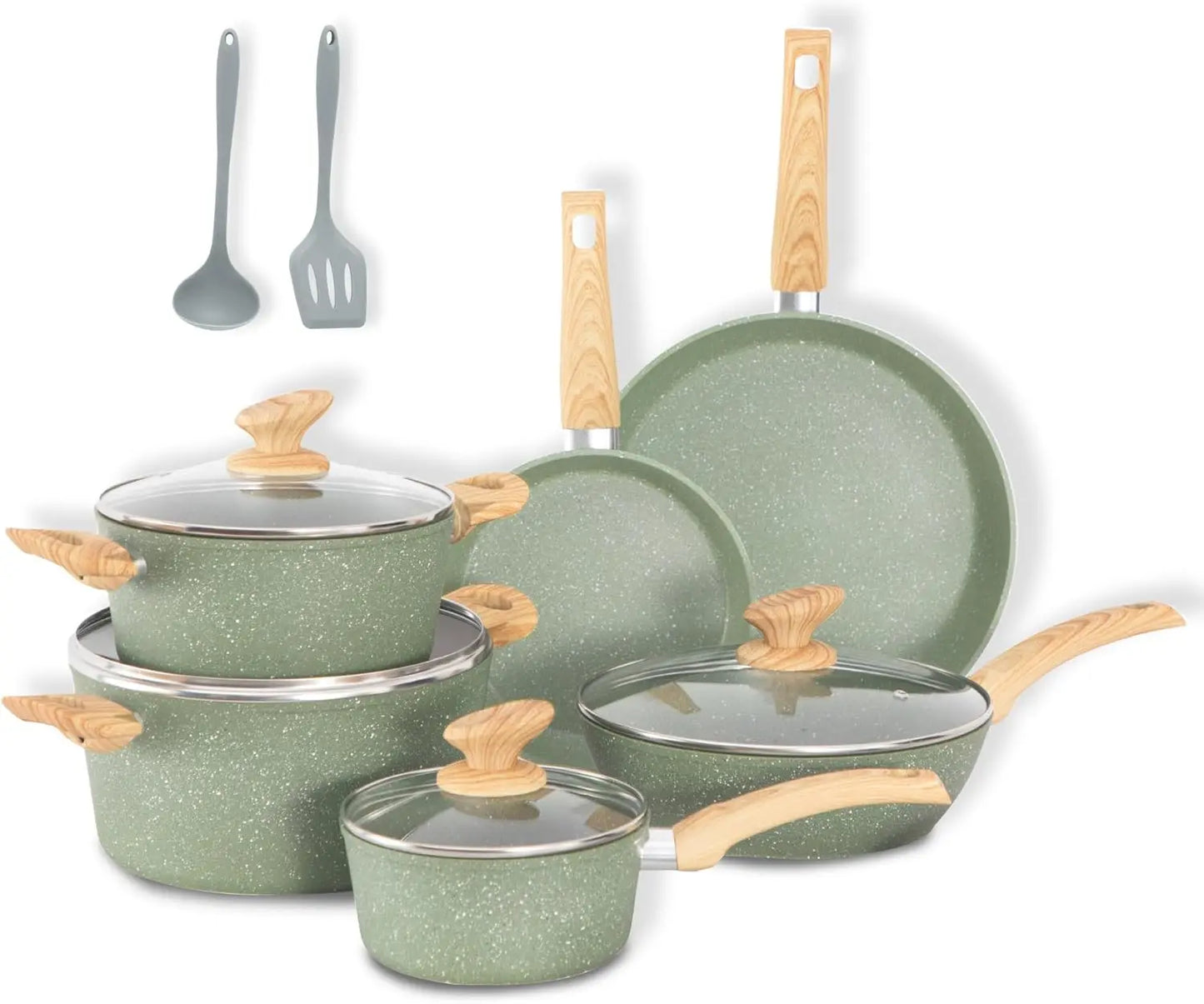 12pc Nonstick Granite Induction Cookware Set, PFOA & PFOS Free