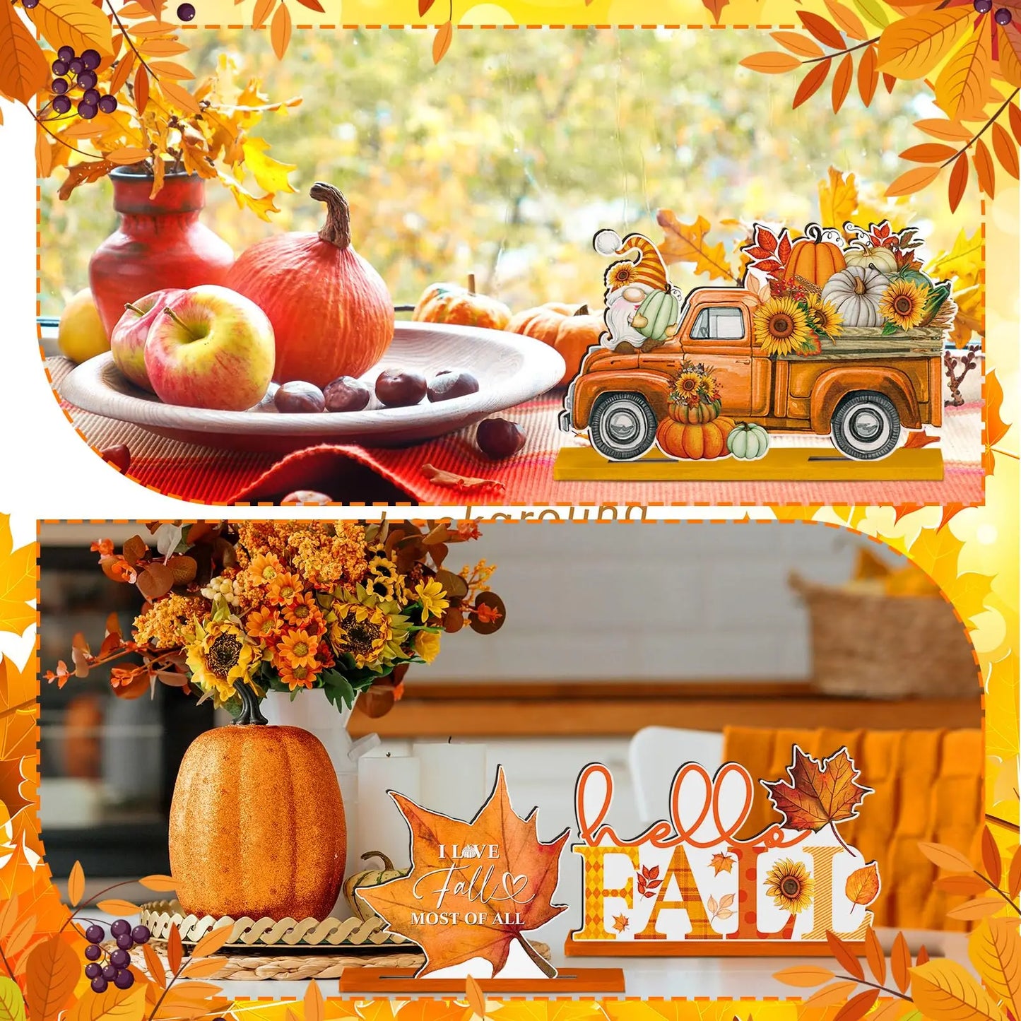 6pc Fall Decor, Thanksgiving Table Decorations Centerpieces