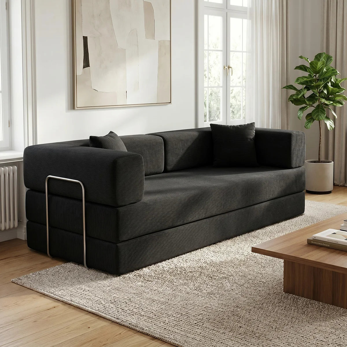 4:1 Queen Size Boneless Loveseat, Futon Sofa Bed 79"
