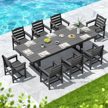 9 Piece Outdoor Dining Set, 84" Table w/8 Chairs
