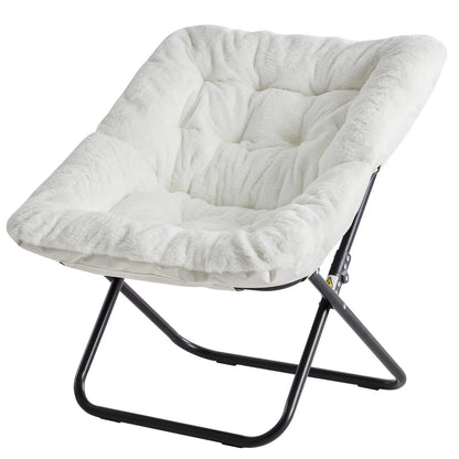 28" Large-Size, Folding Cozy Lounge Chair, Soft Faux Fur
