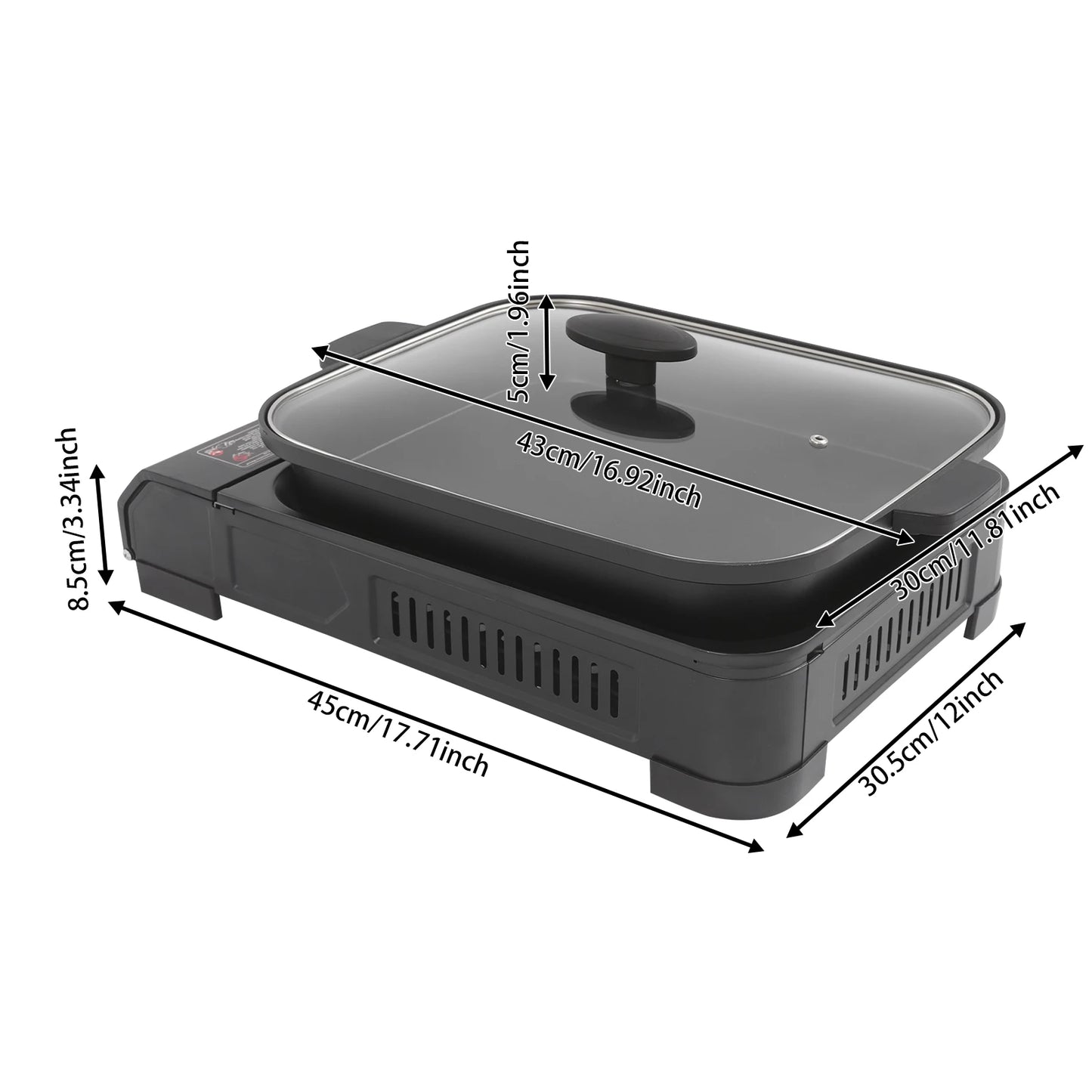 Stainless Tabletop Gas Stove w/Grill Pan and Lid, Non-stick Coating