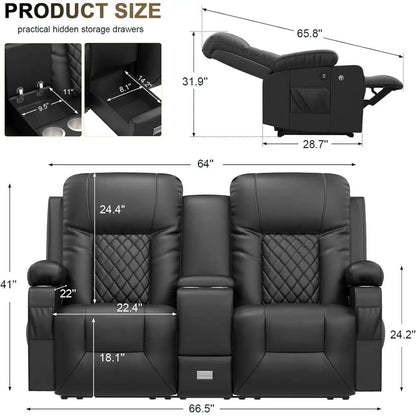 Dual Reclining Loveseat w/Storage, USB Ports, Cup and Phone Holders