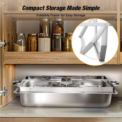2/4/6pk 8qt Chafing Dish, Stainless Steel, Food Warmer Kit w/Lids
