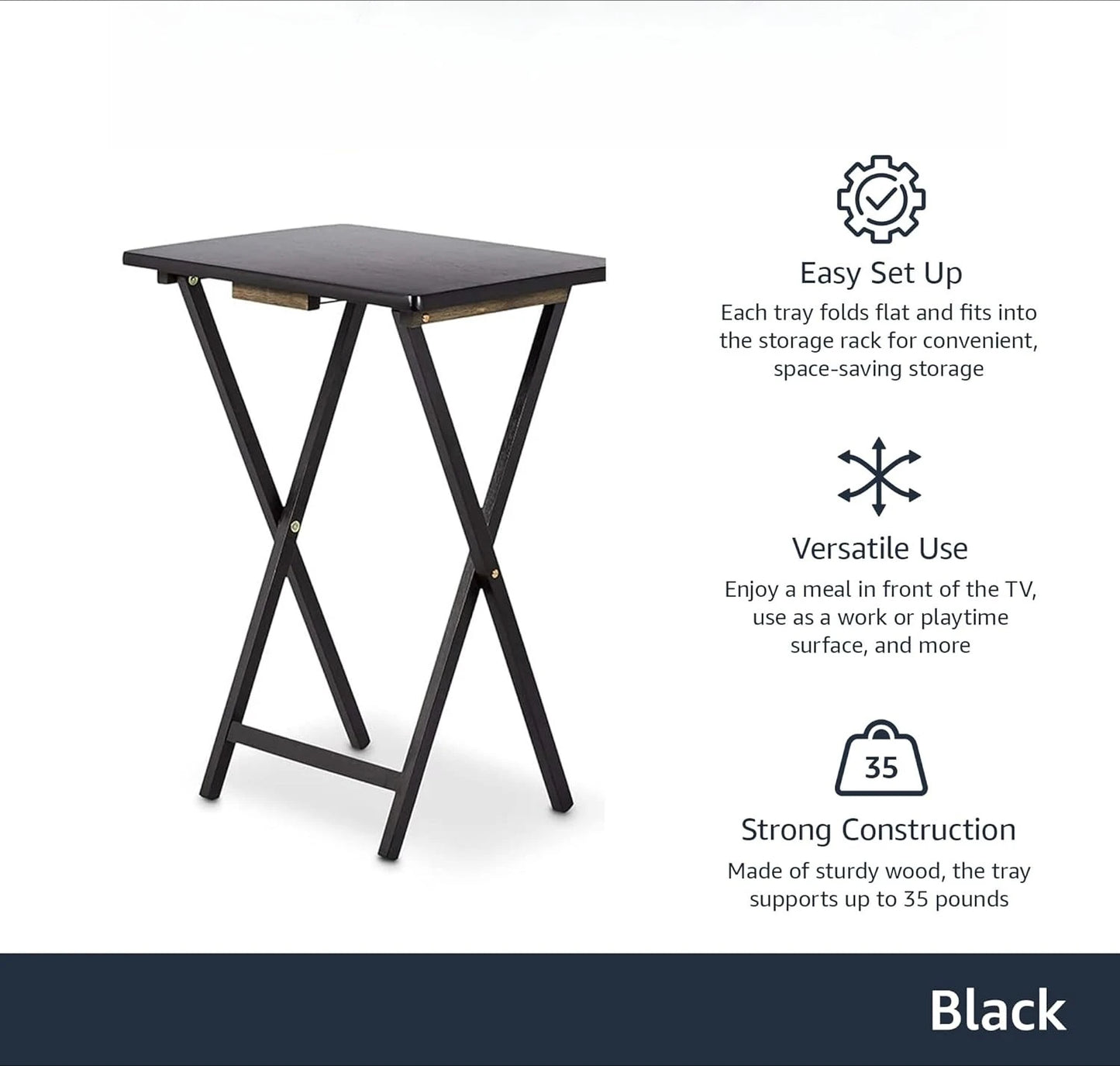 Set (4) 15" x 19" x 26 Portable and Foldable TV Tray Table