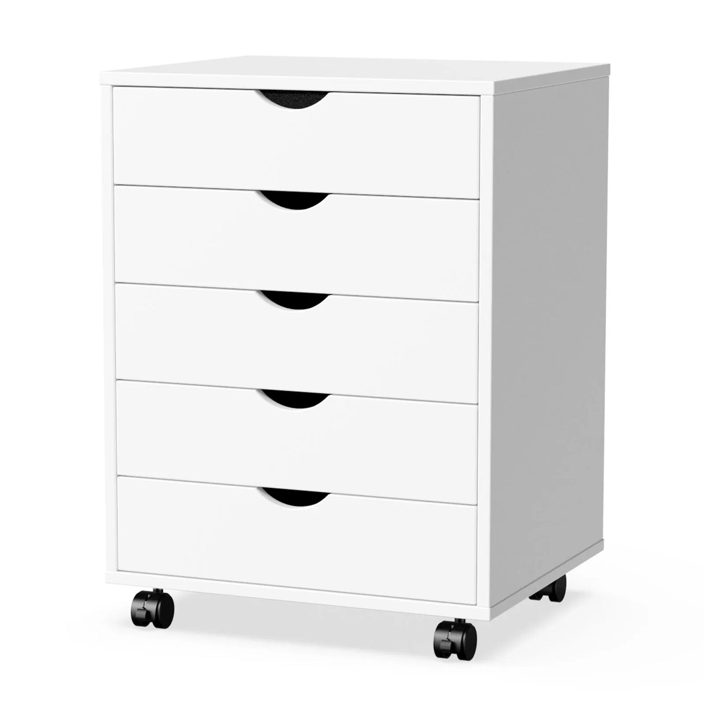 5 Drawer Waterproof Surface Wood Nightstand Cabinet w/Wheels