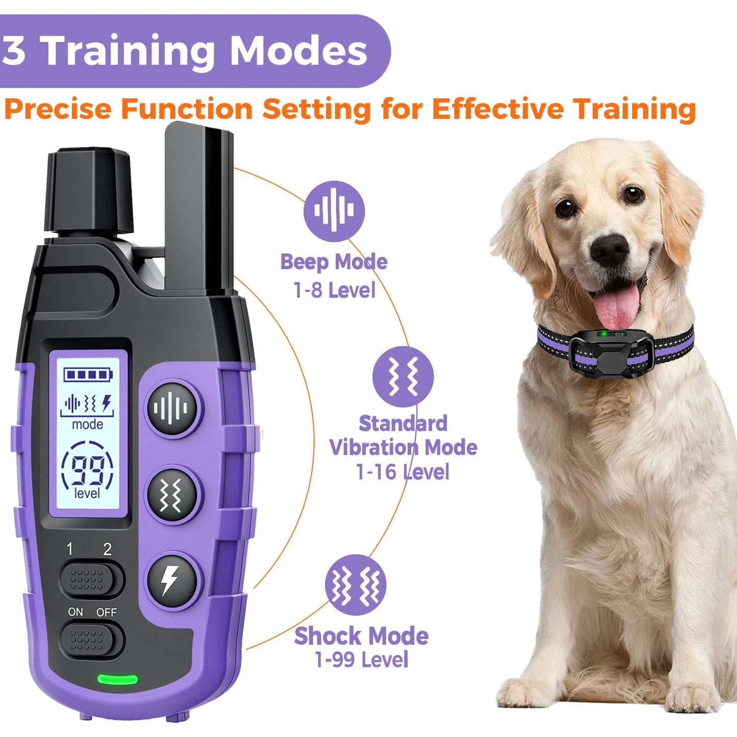 3300' Waterproof Dog Training Collar for 5-120lbs w/Remote Control