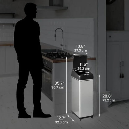 Stainless Steel Rolling 13 Gallon Sensor Trash Can
