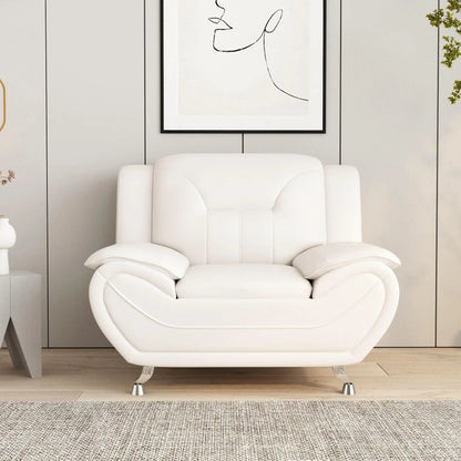 Elegant Compact Sofa, Long-Lasting Quality in White Faux Leather